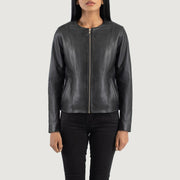 Elixir Collarless Veste en Cuir pour Femme – Vue produit alternative 4