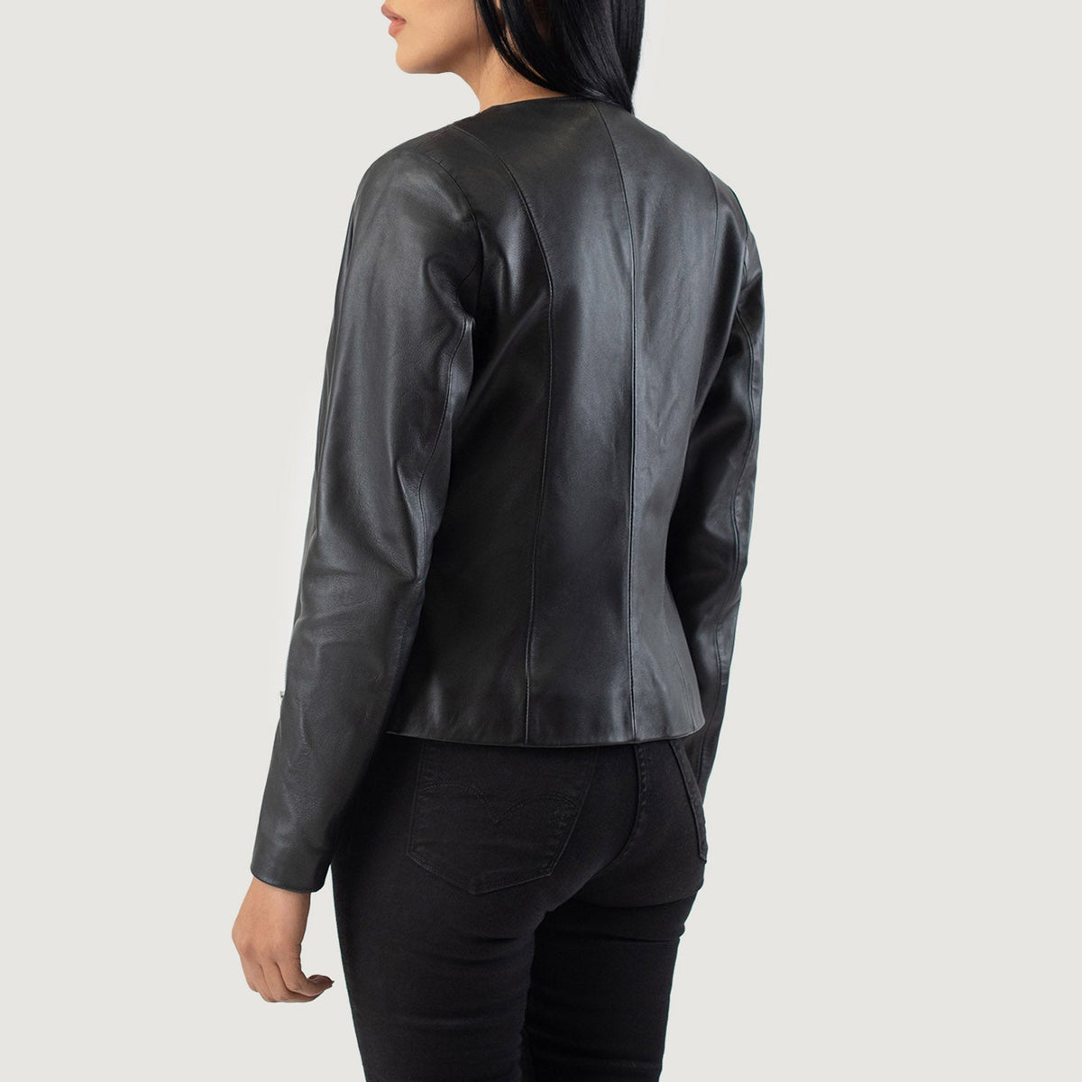 Elixir Collarless Veste en Cuir pour Femme – Vue produit alternative 5