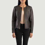 Elixir Collarless Veste en Cuir pour Femme – Vue produit alternative 1