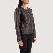 Elixir Collarless Veste en Cuir pour Femme – Vue produit alternative 2