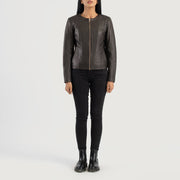Elixir Collarless Veste en Cuir pour Femme – Vue produit alternative 3