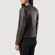 Elixir Collarless Veste en Cuir pour Femme – Vue produit alternative 5