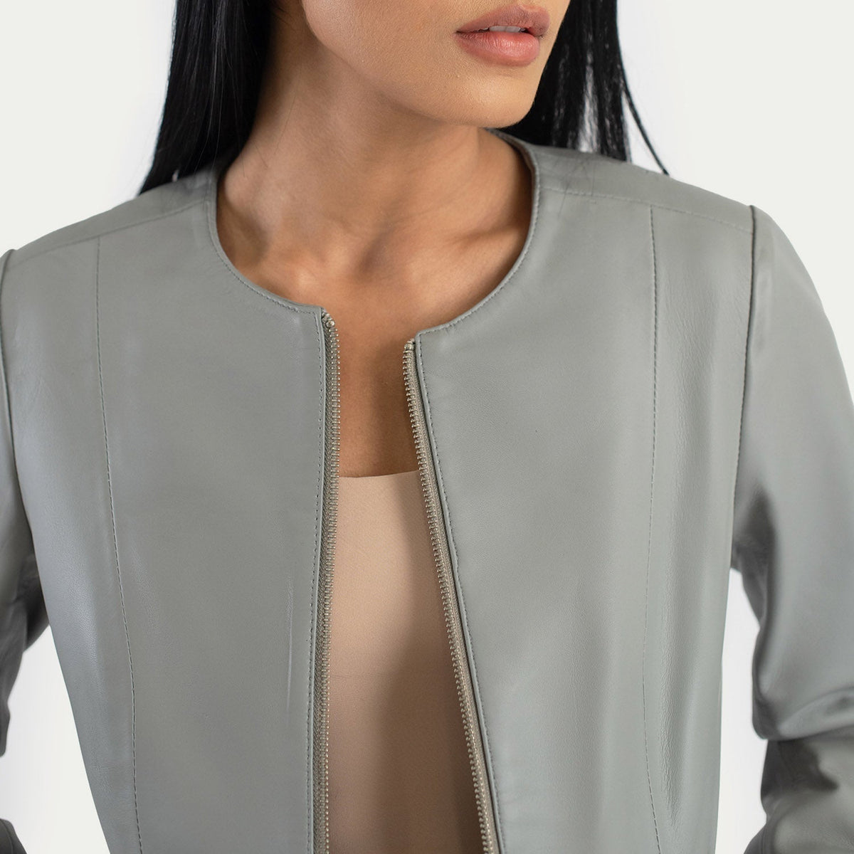 Elixir Collarless Veste en Cuir pour Femme – Vue produit alternative 5