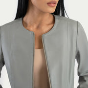 Elixir Collarless Veste en Cuir pour Femme – Vue produit alternative 5