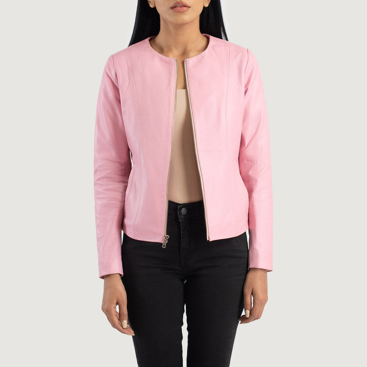 Elixir Collarless Veste en Cuir pour Femme – Vue produit alternative 1