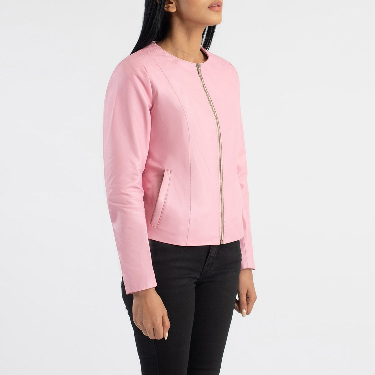 Elixir Collarless Veste en Cuir pour Femme – Vue produit alternative 2