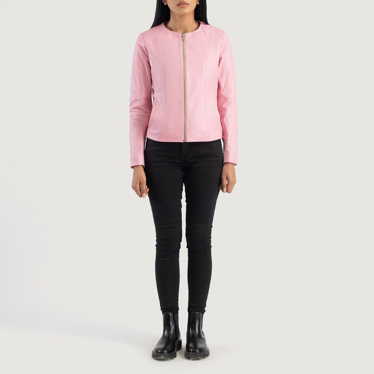 Elixir Collarless Veste en Cuir pour Femme – Vue produit alternative 3
