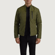 
Elliot Vert Lightweight Veste en Cuir pour Homme in Green Full-Grain Leather - Vue de face & silhouette ajustée | Acheter en ligne