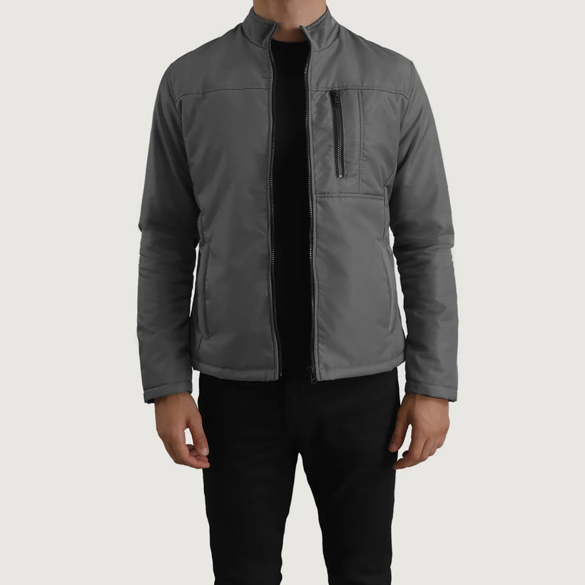 Elliot Gris Lightweight Veste en Cuir pour Homme