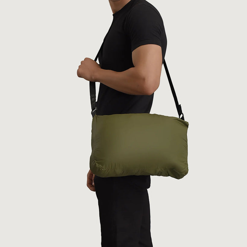 Erico Vert Hooded Puffer Veste en Cuir pour Homme