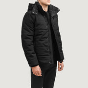 Black Full-Grain Leather Hooded Jacket - Vue de dos avec coupe ajustée aux épaules &amp; ourlet soigné