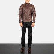 Faisor Mocha Veste Motard en Cuir pour Homme – Vue produit alternative 3