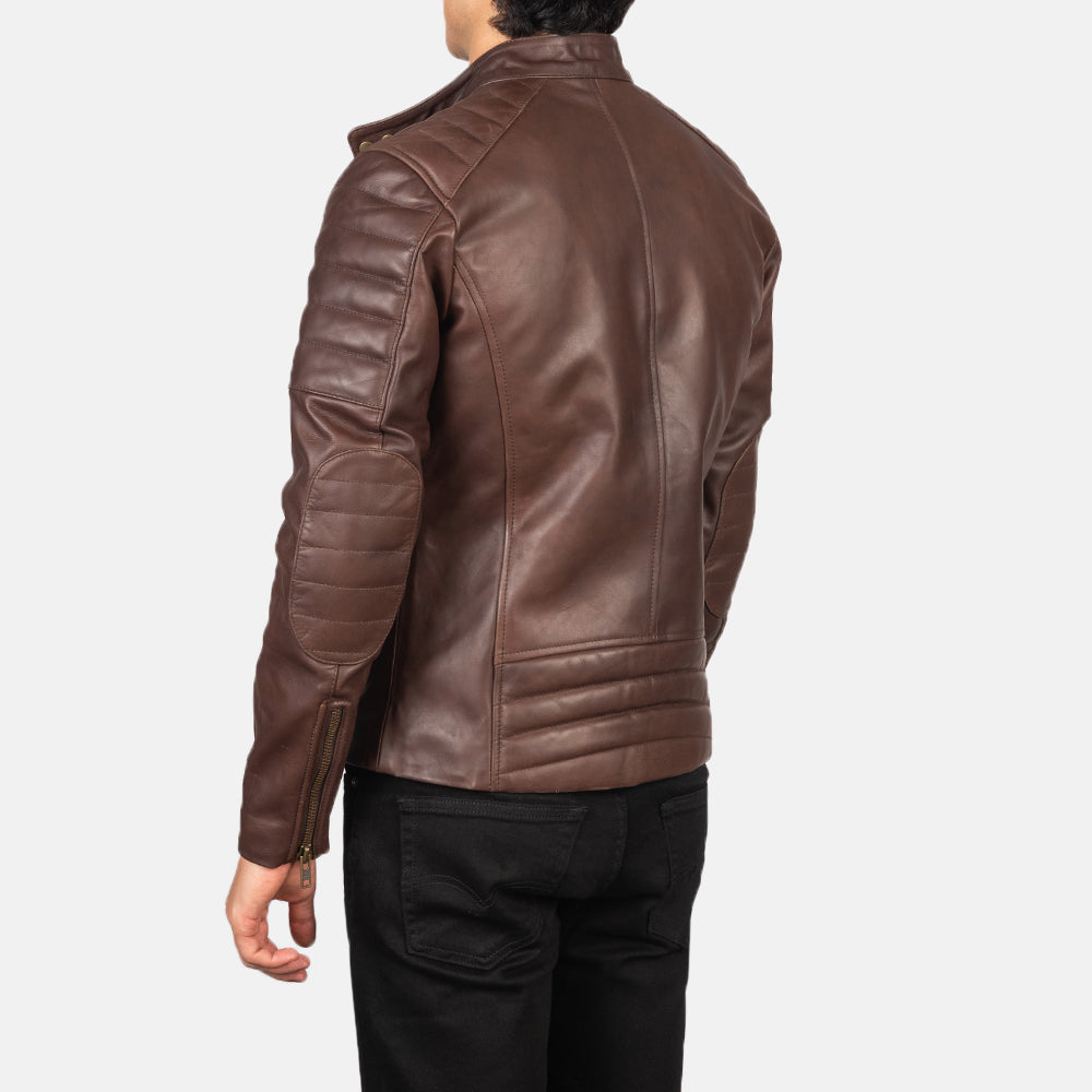 Faisor Mocha Veste Motard en Cuir pour Homme – Vue produit alternative 4