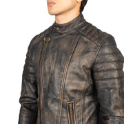 Faisor Mocha Veste Motard en Cuir pour Homme – Vue produit alternative 6