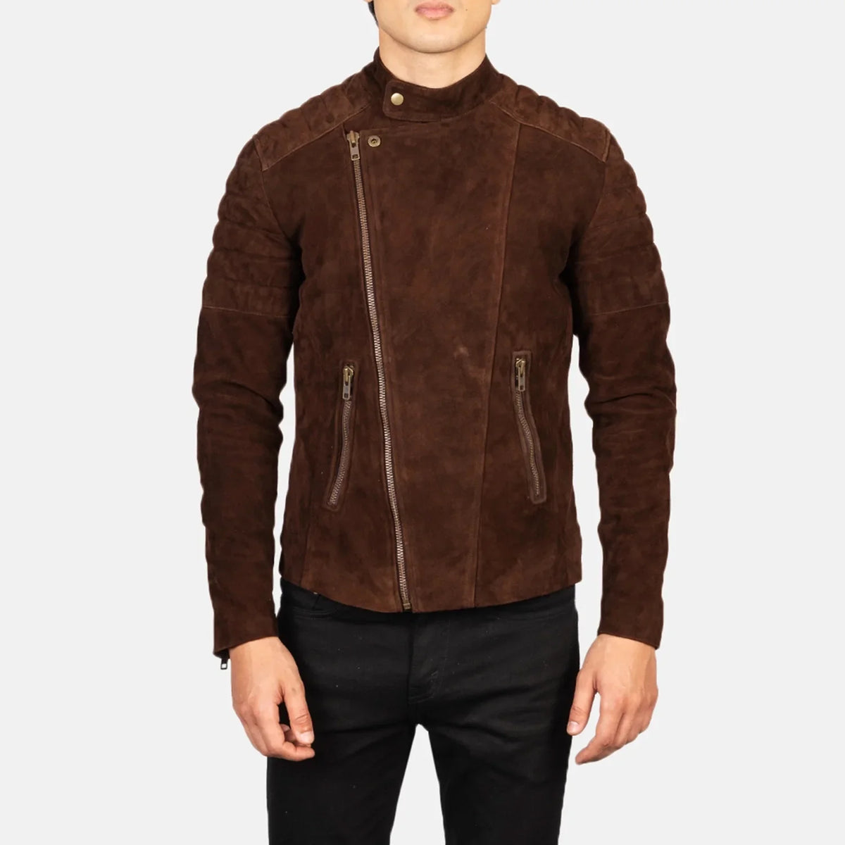 Faisor Mocha Veste Motard en Cuir pour Homme – Vue produit alternative 4