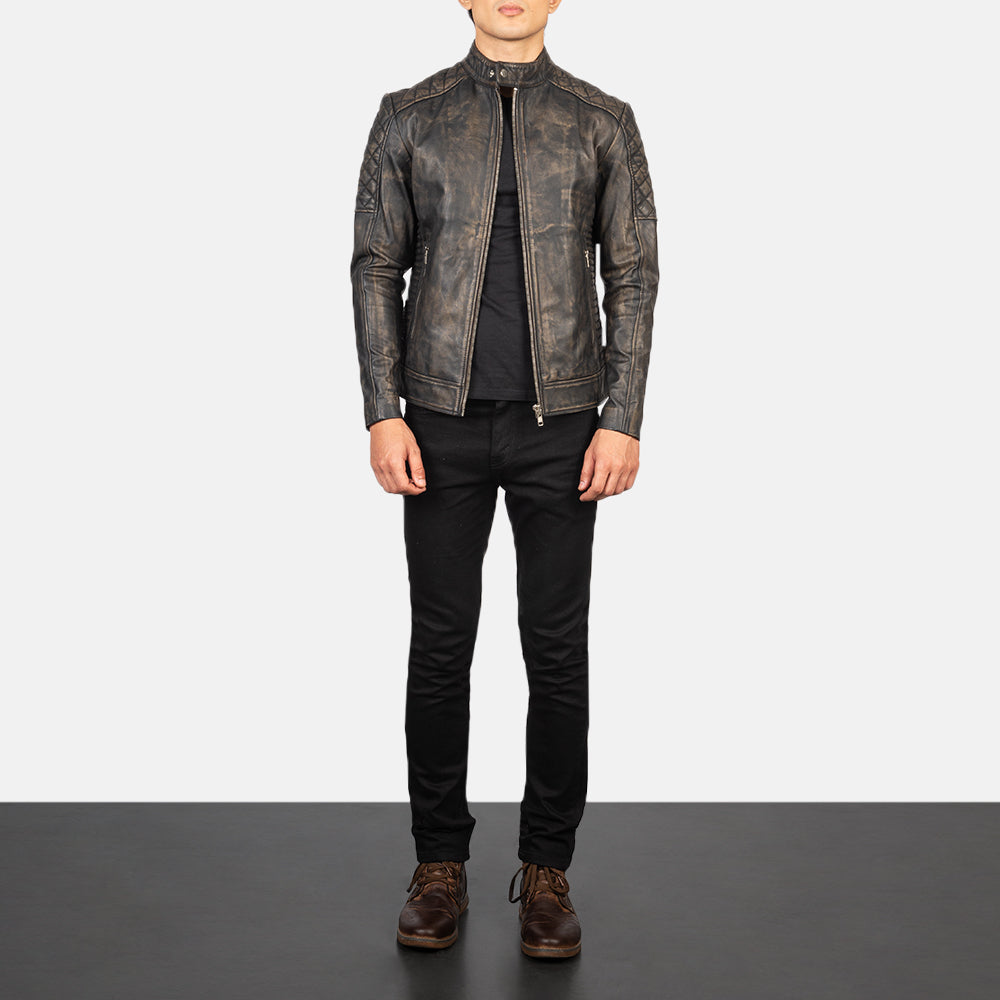 Fernando Matelassé Veste Motard en Cuir pour Homme – Vue produit alternative 3