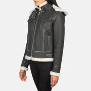 Fiona Hooded Veste en Peau Lainée pour Femme – Vue produit alternative 2