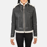 Fiona Hooded Veste en Peau Lainée pour Femme – Vue produit alternative 4