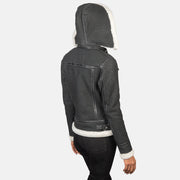 Fiona Hooded Veste en Peau Lainée pour Femme – Vue produit alternative 5
