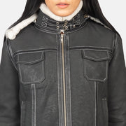 Fiona Hooded Veste en Peau Lainée pour Femme – Vue produit alternative 6