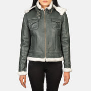 Fiona Hooded Veste en Peau Lainée pour Femme – Vue produit alternative 1