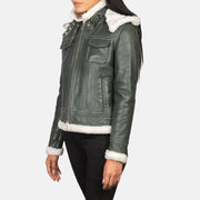 Fiona Hooded Veste en Peau Lainée pour Femme – Vue produit alternative 3