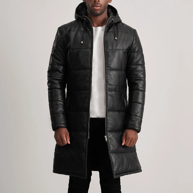 Floyd Manteau en Cuir Camel Puffer Veste en Cuir pour Homme