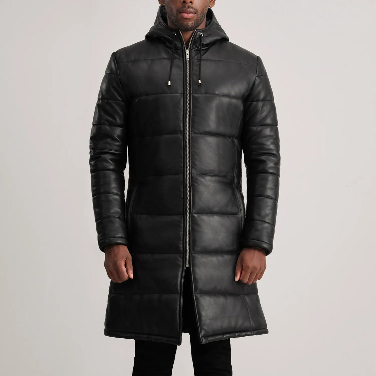 
Vue détaillée of Hooded & Zipper Hardware on Floyd Tan Hooded Leather Puffer Coat