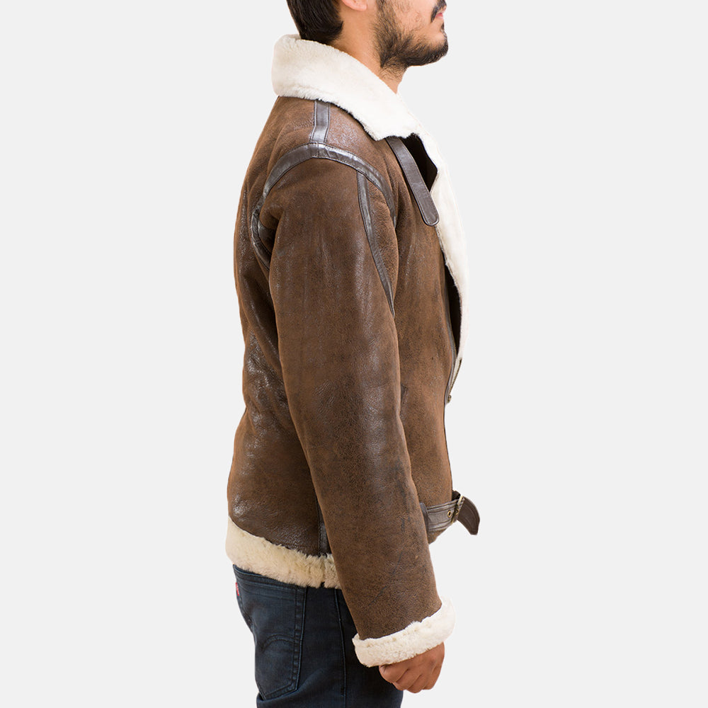 Men's Forest Double Face Veste en Peau Lainée pour Homme - Vue de profil avec coupe de manche ergonomique