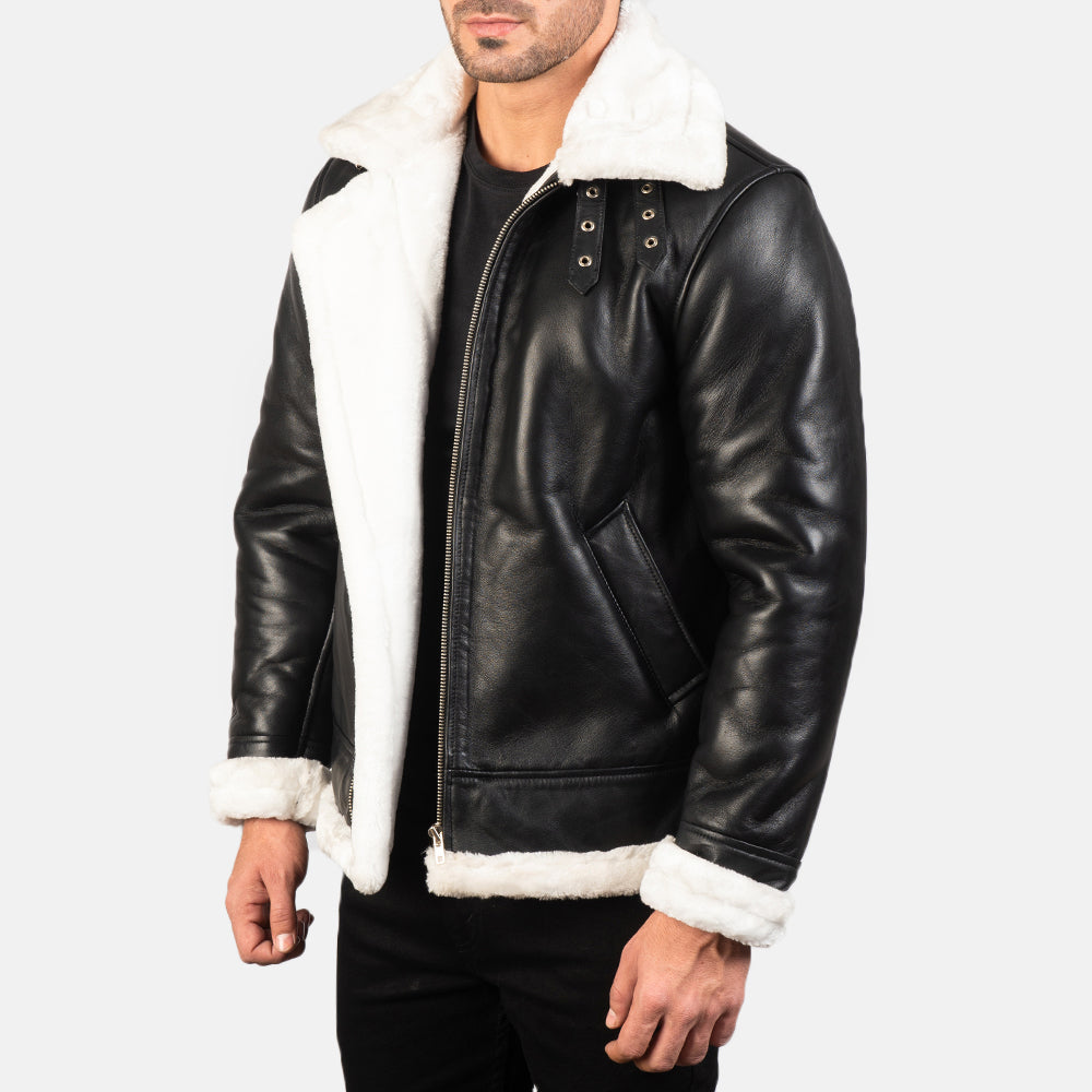 
Francis B-3 Noir Blouson Bombardier en Cuir pour Homme – alternate product view 2