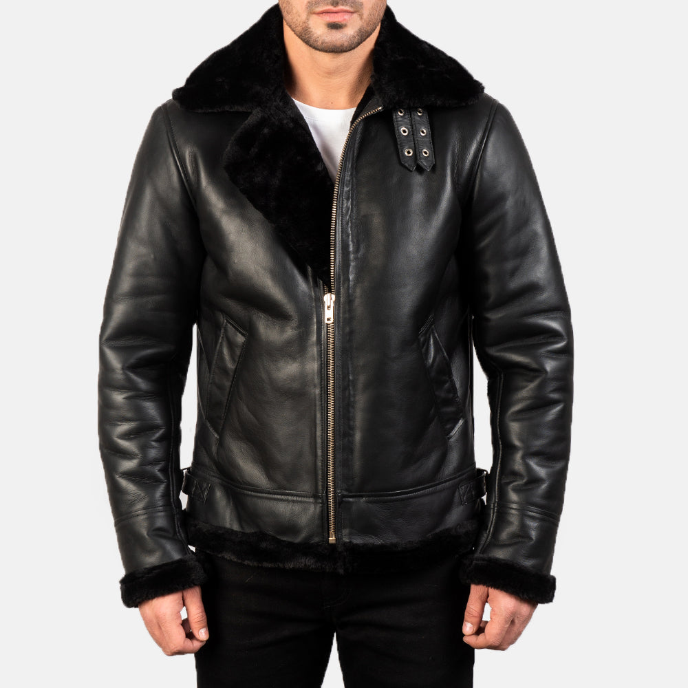 
Francis B-3 Noir Blouson Bombardier en Cuir pour Homme – alternate product view 4
