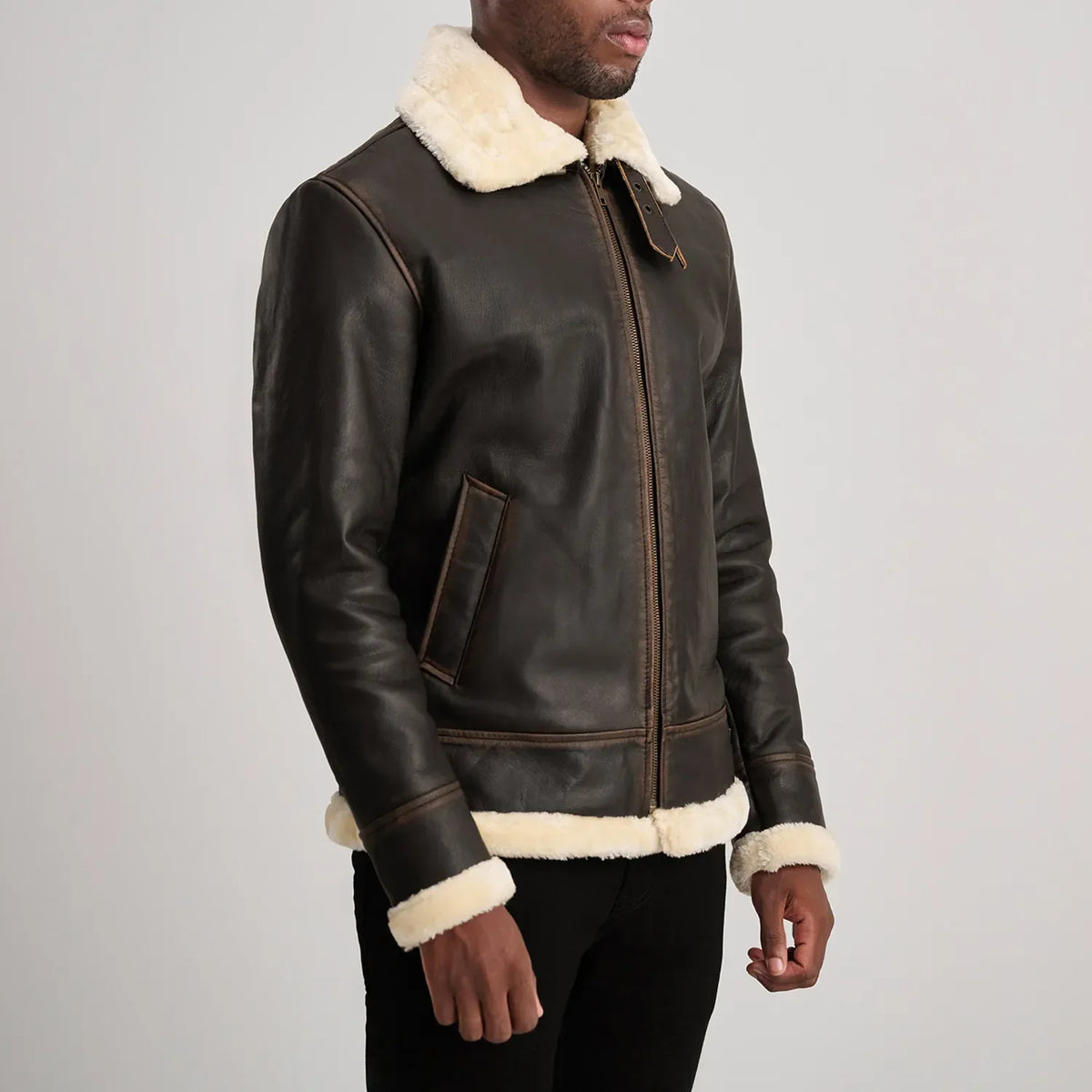 
Francis B-3 Noir Blouson Bombardier en Cuir pour Homme – alternate product view 2