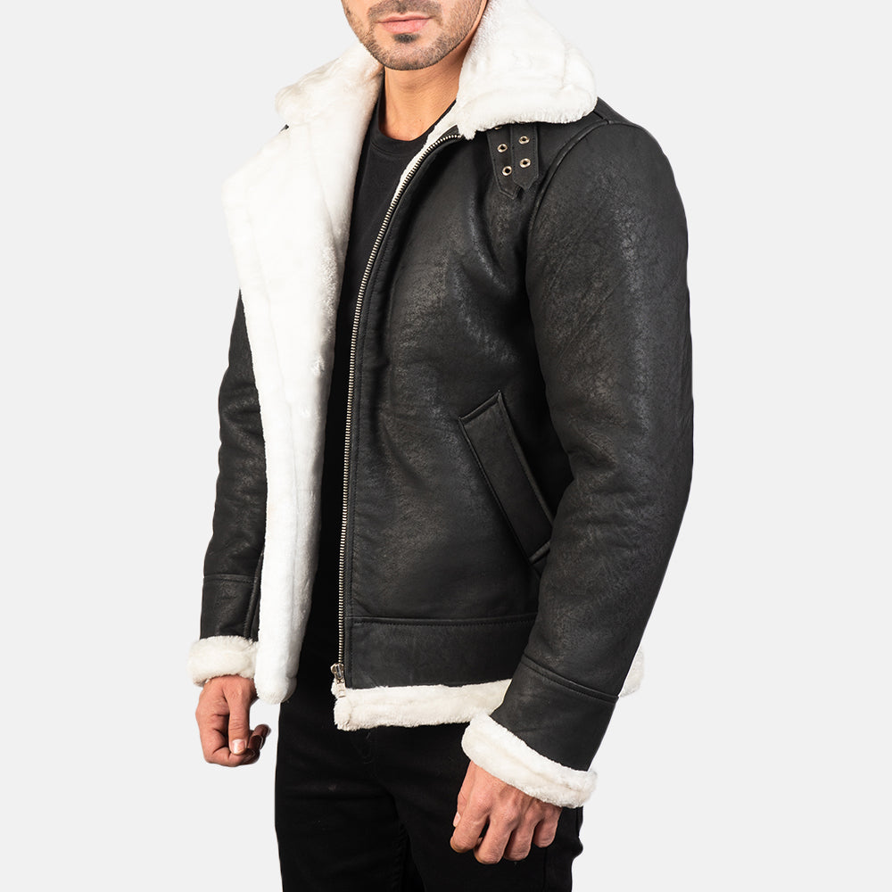 
Francis B-3 Noir Blouson Bombardier en Cuir pour Homme – alternate product view 2