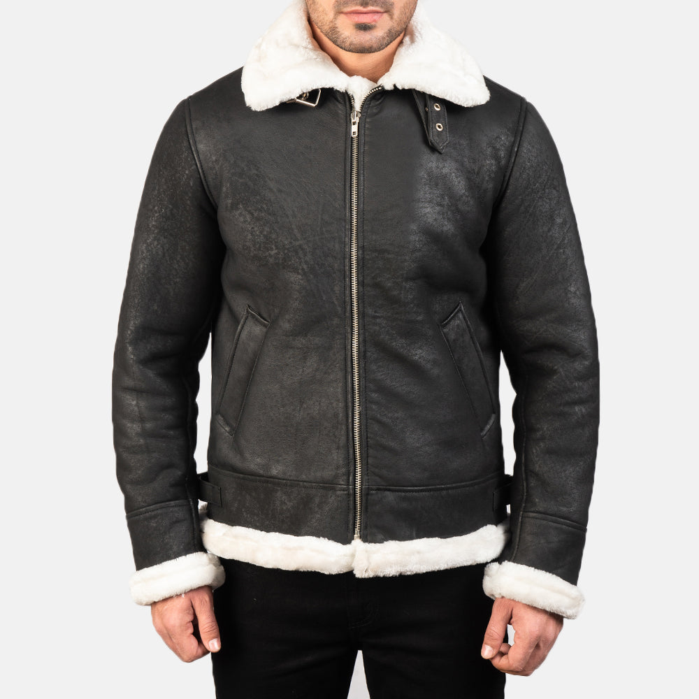 
Francis B-3 Noir Blouson Bombardier en Cuir pour Homme – alternate product view 4