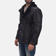Men's Furcliff Double Face Shearling Manteau en Cuir pour Homme in Black Shearling Leather (Double Face) - Vue de face &amp; silhouette ajustée | Acheter en ligne