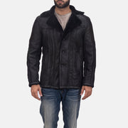 Men's Furcliff Double Face Shearling Manteau en Cuir pour Homme - Vue de profil avec coupe de manche ergonomique