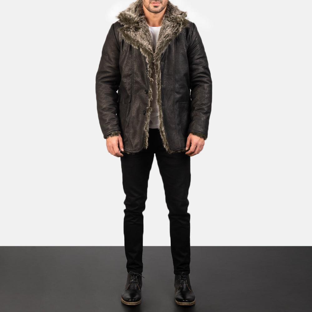 Furlong Manteau en Cuir Beige Manteau en Cuir pour Homme – Vue produit alternative 3