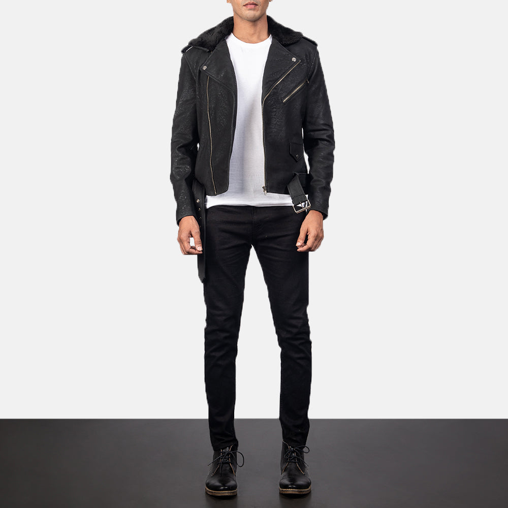 Furton Veste Motard en Cuir pour Homme – Vue produit alternative 3