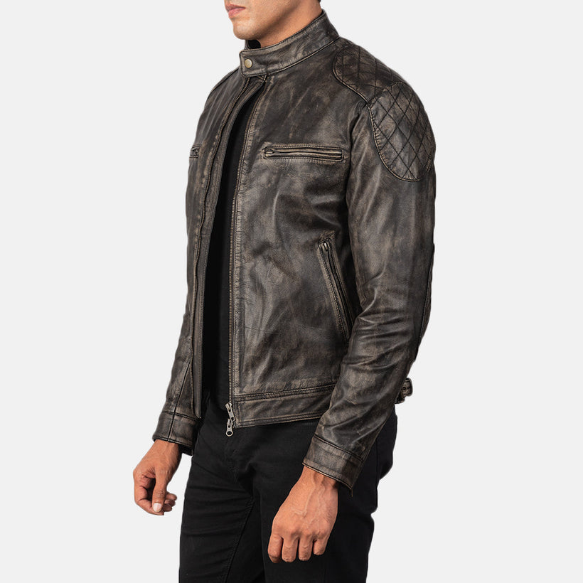 Gatsby Patine Usée Marron Veste en Cuir pour Homme