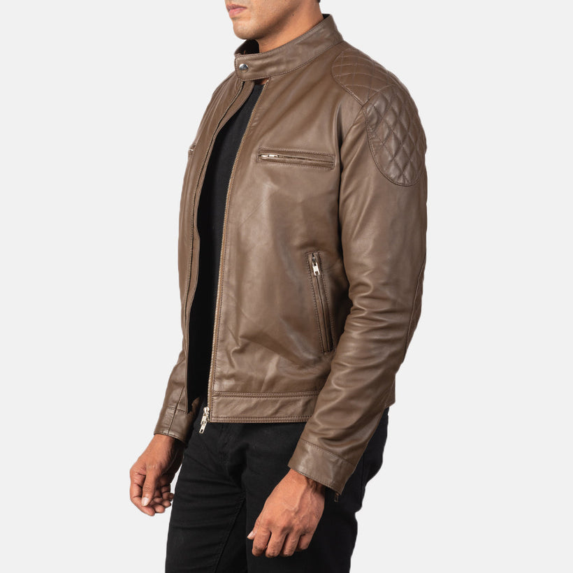 Gatsby Mocha Veste Motard en Cuir pour Homme