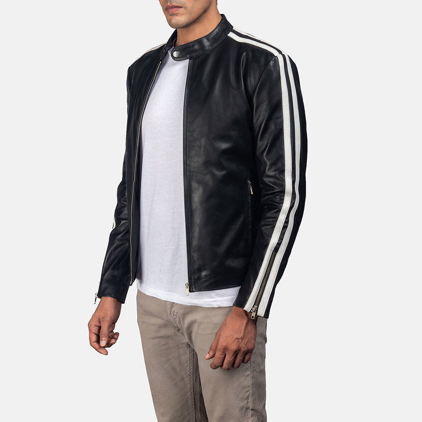 Hank Noir Veste Motard en Cuir pour Homme