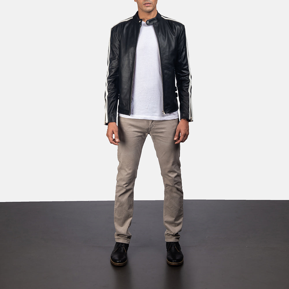 Hank Noir Veste Motard en Cuir pour Homme - Vue de profil avec coupe de manche ergonomique