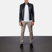Hank Noir Veste Motard en Cuir pour Homme - Vue de profil avec coupe de manche ergonomique