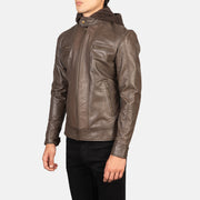 Brown Cowhide Leather Biker Jacket - Vue de dos avec coupe ajustée aux épaules &amp; ourlet soigné