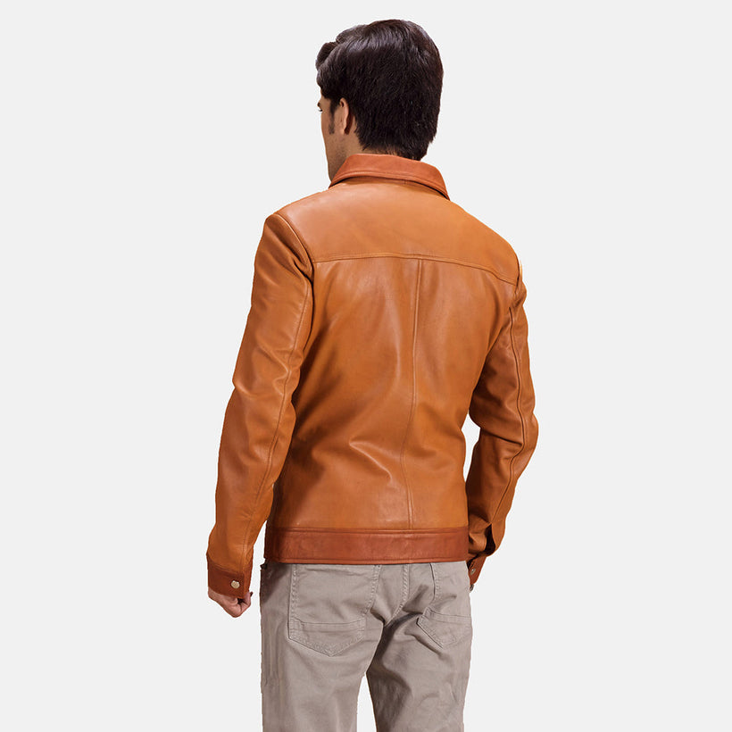 Hubert Camel Marron Veste en Cuir pour Homme