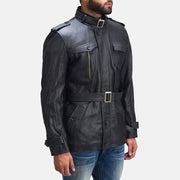 Black Sheepskin leather Coat - Vue de dos avec coupe ajustée aux épaules &amp; ourlet soigné