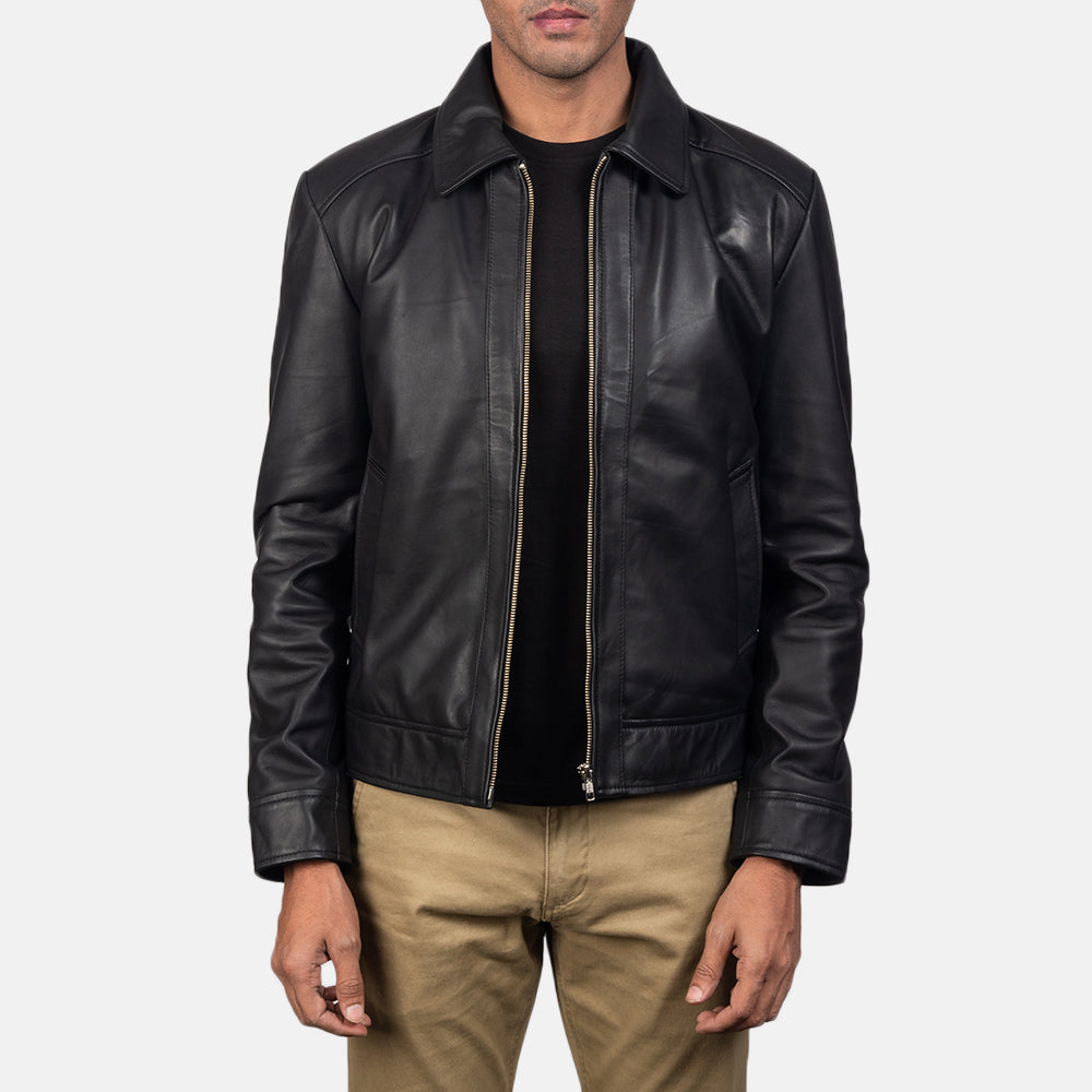 Men's Inferno Marron Veste en Cuir pour Homme in Distressed Brown Sheep Skin Burnishing - Vue de face &amp; silhouette ajustée | Acheter en ligne