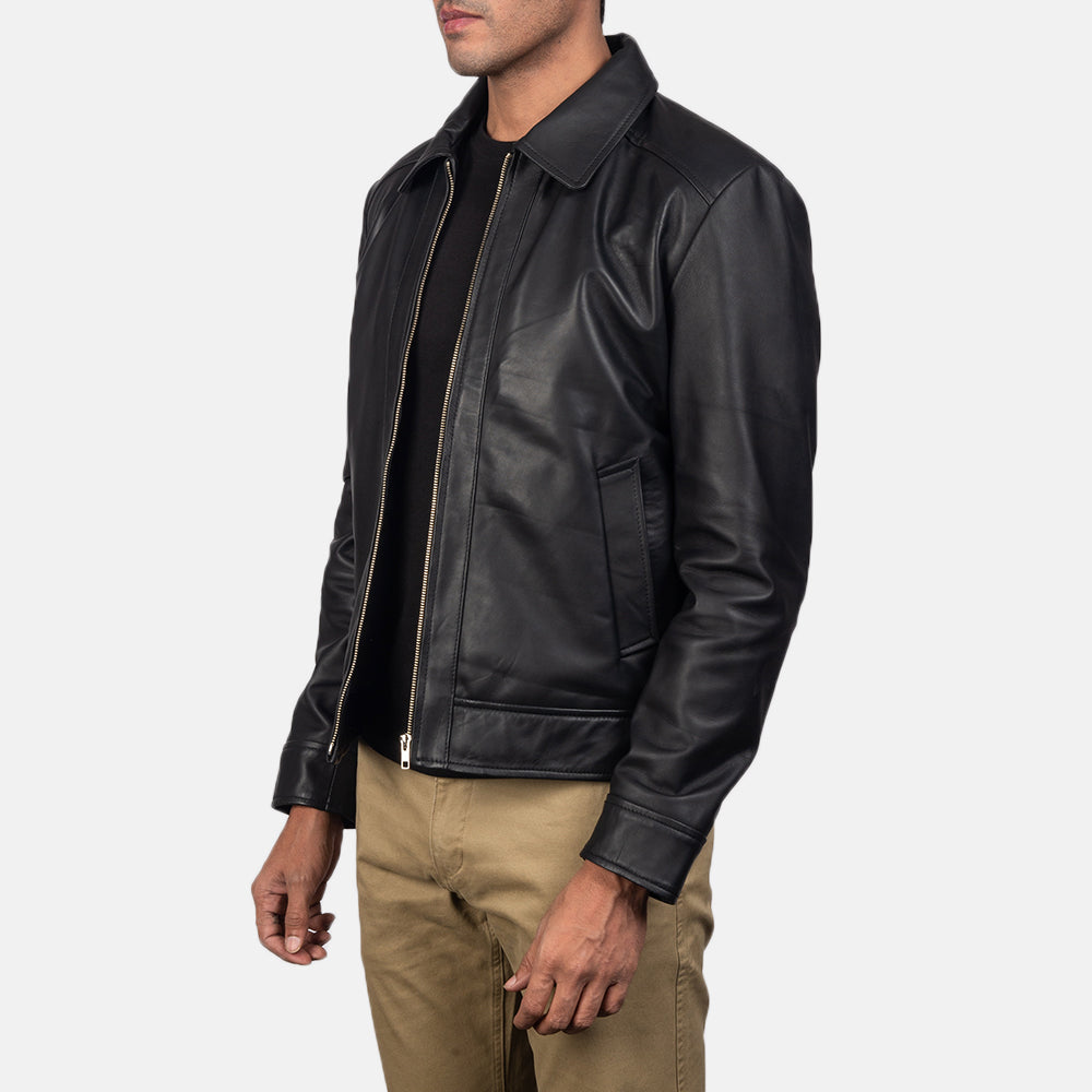Distressed Brown Sheep Skin Burnishing Biker Jacket - Vue de dos avec coupe ajustée aux épaules &amp; ourlet soigné