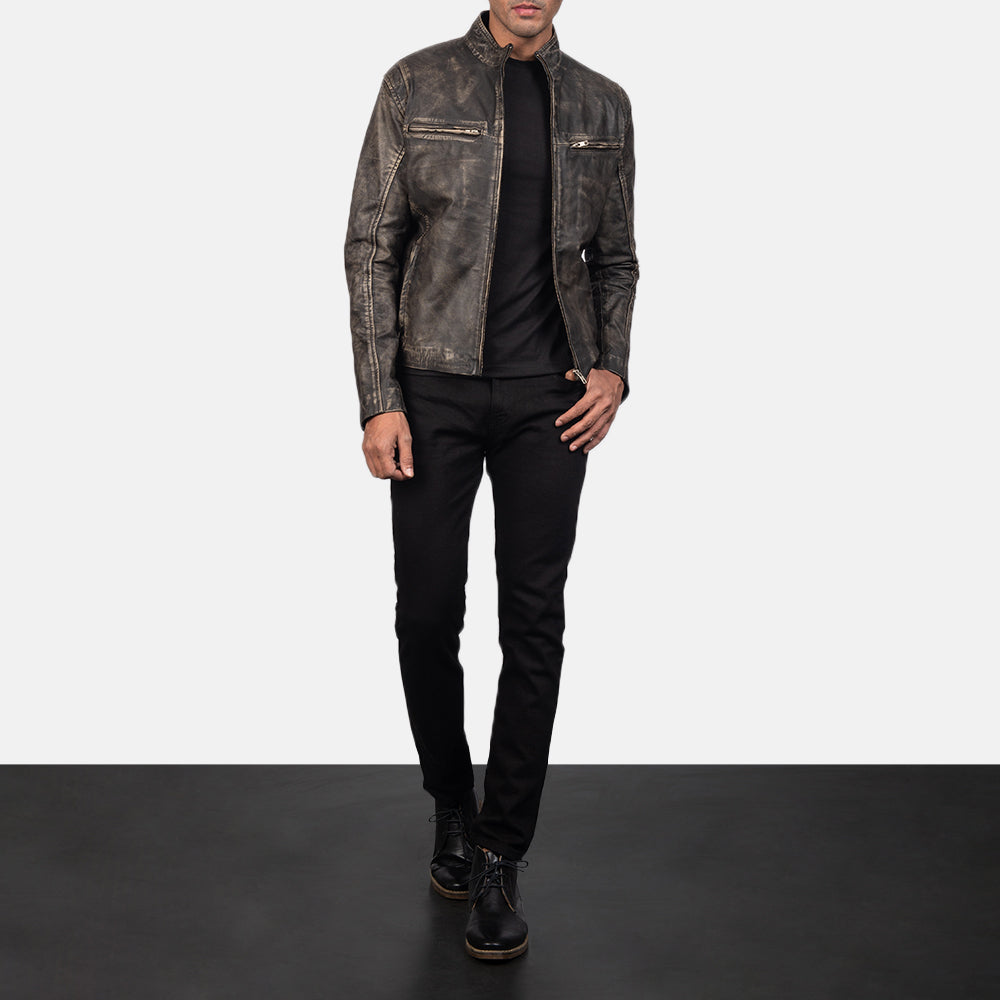 Ionic Veste Motard en Cuir pour Homme – Vue produit alternative 4