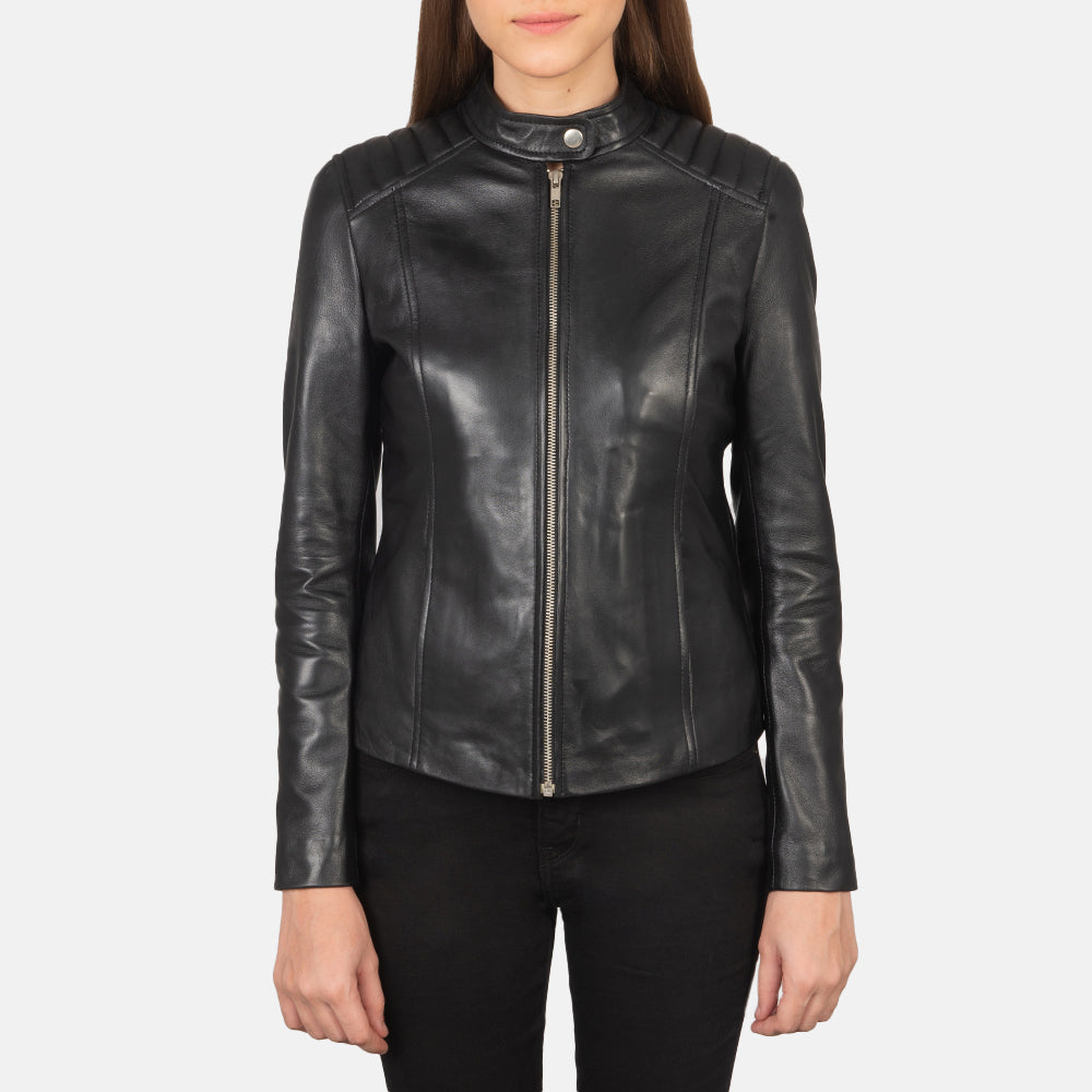 Kelsee Veste Motard en Cuir pour Femme – Vue produit alternative 3